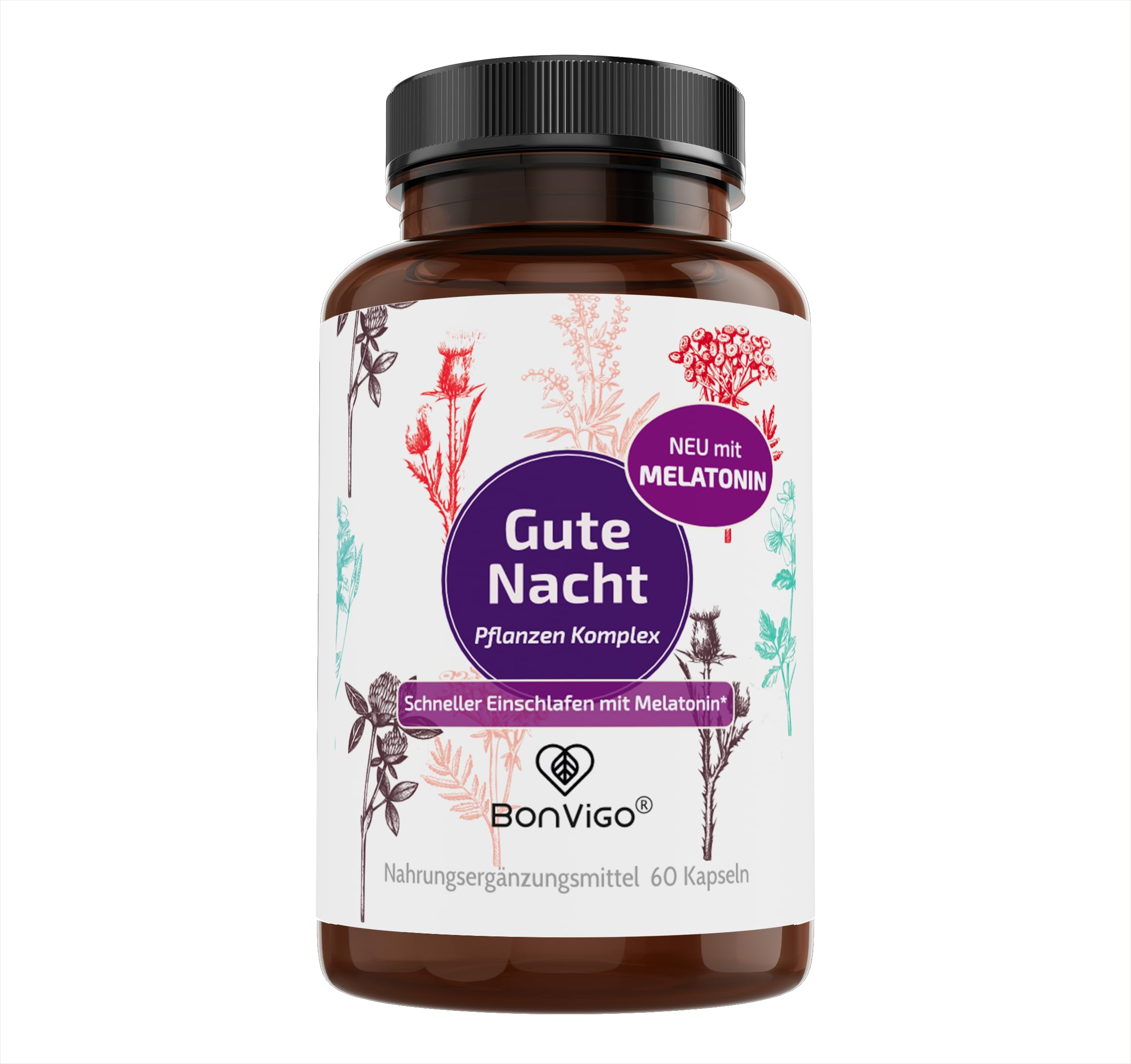 Gute Nacht Kapseln - Jetzt verbessert: Schneller einschlafen mit Melatonin* - Wertvolle Pflanzen-Extrakte Passionsblume und Baldrian - B-Vitamine für Nerven, Herz, Hormone** (2)