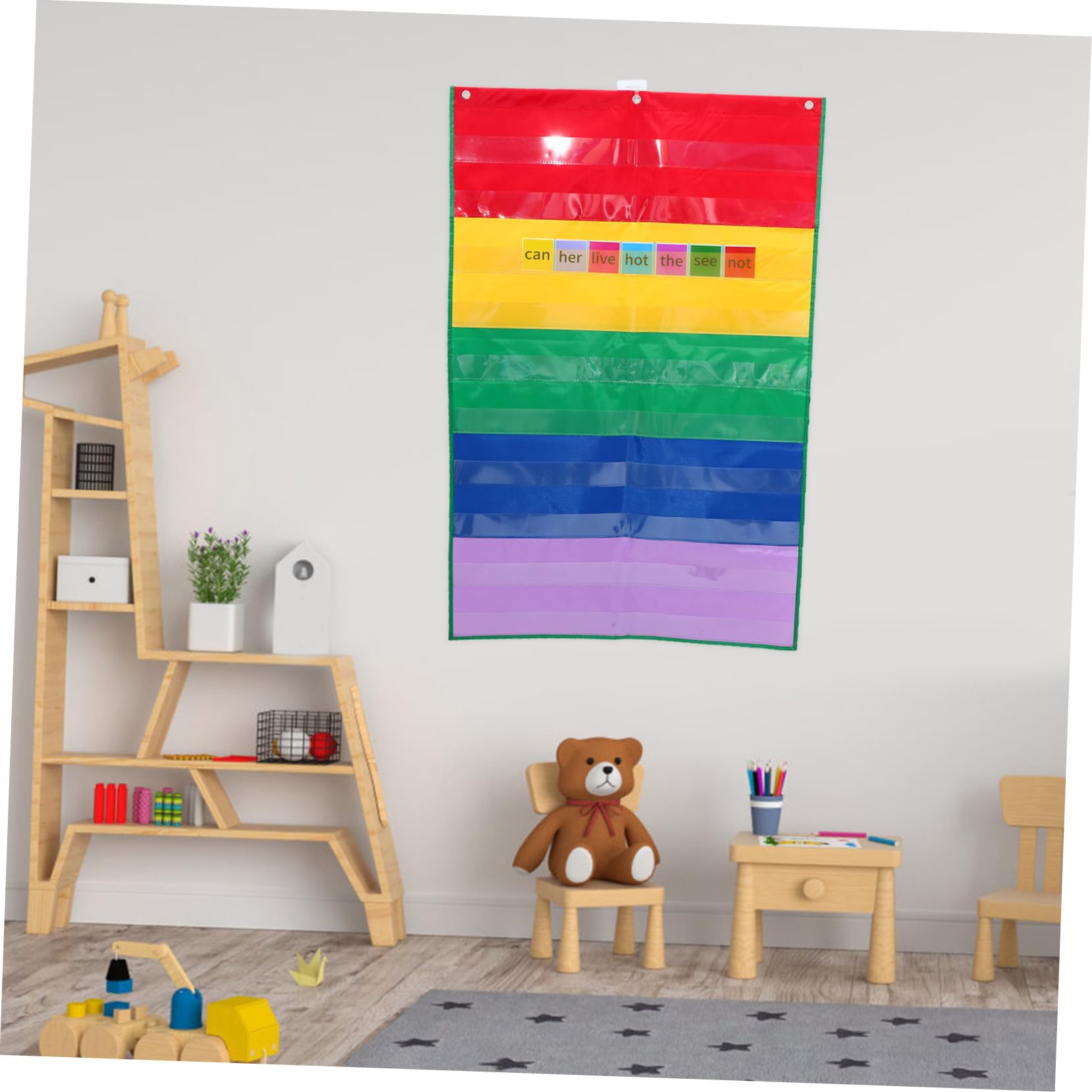 TEHAUX 3piezas Organizador De Bolsillo Para Aula Carteles De Estudio Soporte De Tarjetas Colgante Para Clases Diseño Práctico Para Tarjetas De Aprendizaje y Accesorios De Oficina Para