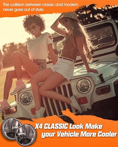 Vista 2 de UNI-SHINE 2 faros delanteros LED de 7 pulgadas redondos aprobados por DOT de 7 pulgadas, faros delanteros HiLo Beam H6024, compatible con Jeep