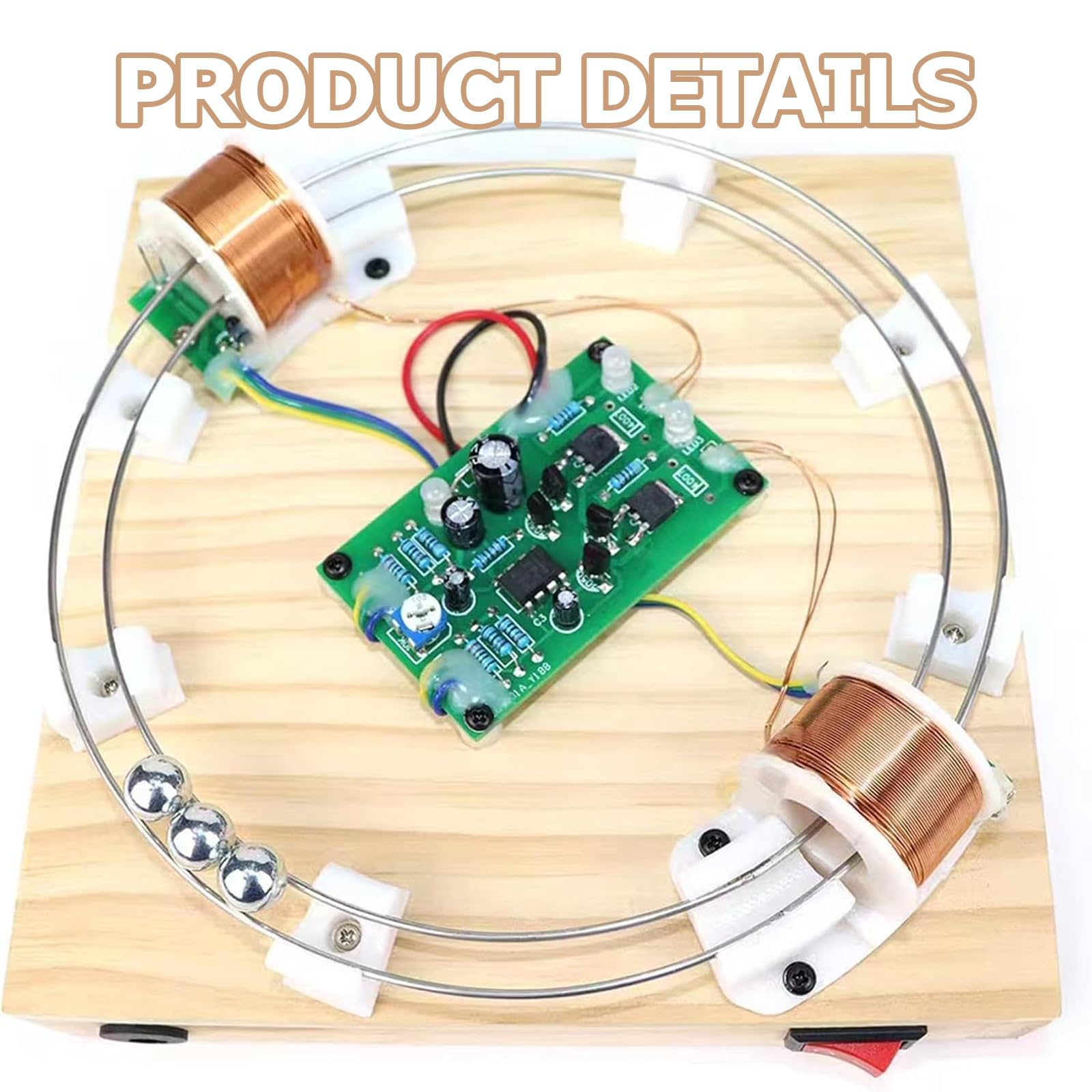 Kit De Acelerador Electromagnético para Armar, Modelo De Movimiento Circular con Bola De Hierro De Doble Bobina, Herramienta De Experimento De Física De Inducción Magnética para Educación