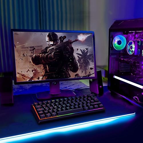Miniatura 8 de Teclado mecánico 60% para juegos RGB, retroiluminado RGB, mini teclado ergonómico anti-fantasma, diseño de 61 teclas, placa de metal con cable tipo