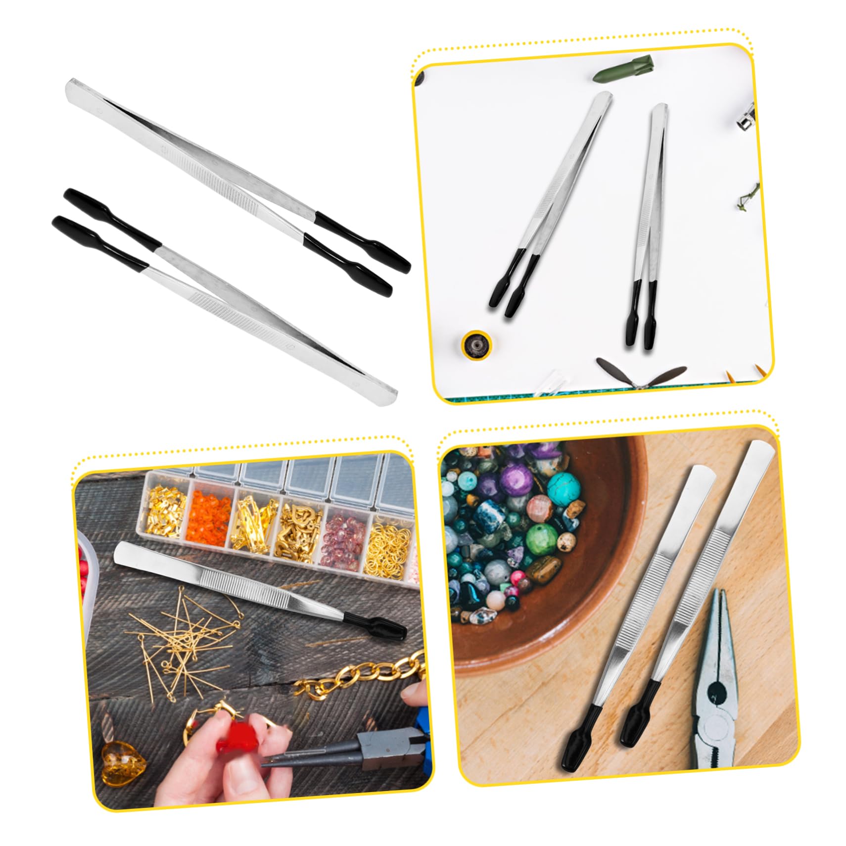 SHINEOFI 5 Set Pinzette Per Timbri Funzione Di Modellazione Lavoro Di Laboratorio Creazione Di Gioielli Pinzette In Acciaio Artigianato E Hobby In Acciaio Inossidabile Pinzette Per 2 pezzi*5