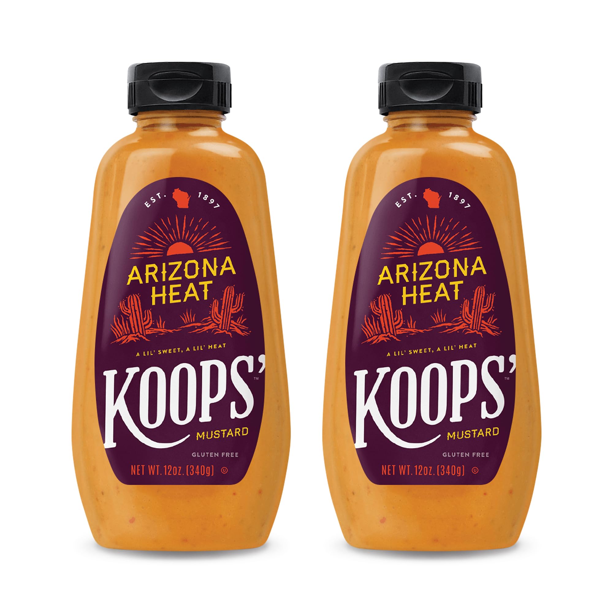 Arizona Heat Mustard – Sweet and Spicy Mustard, Gluten-Free, Kosher, Made in USA, From Quality Mustard Seeds, Hot Mustard Sauce – 12 Oz, Pack of 2