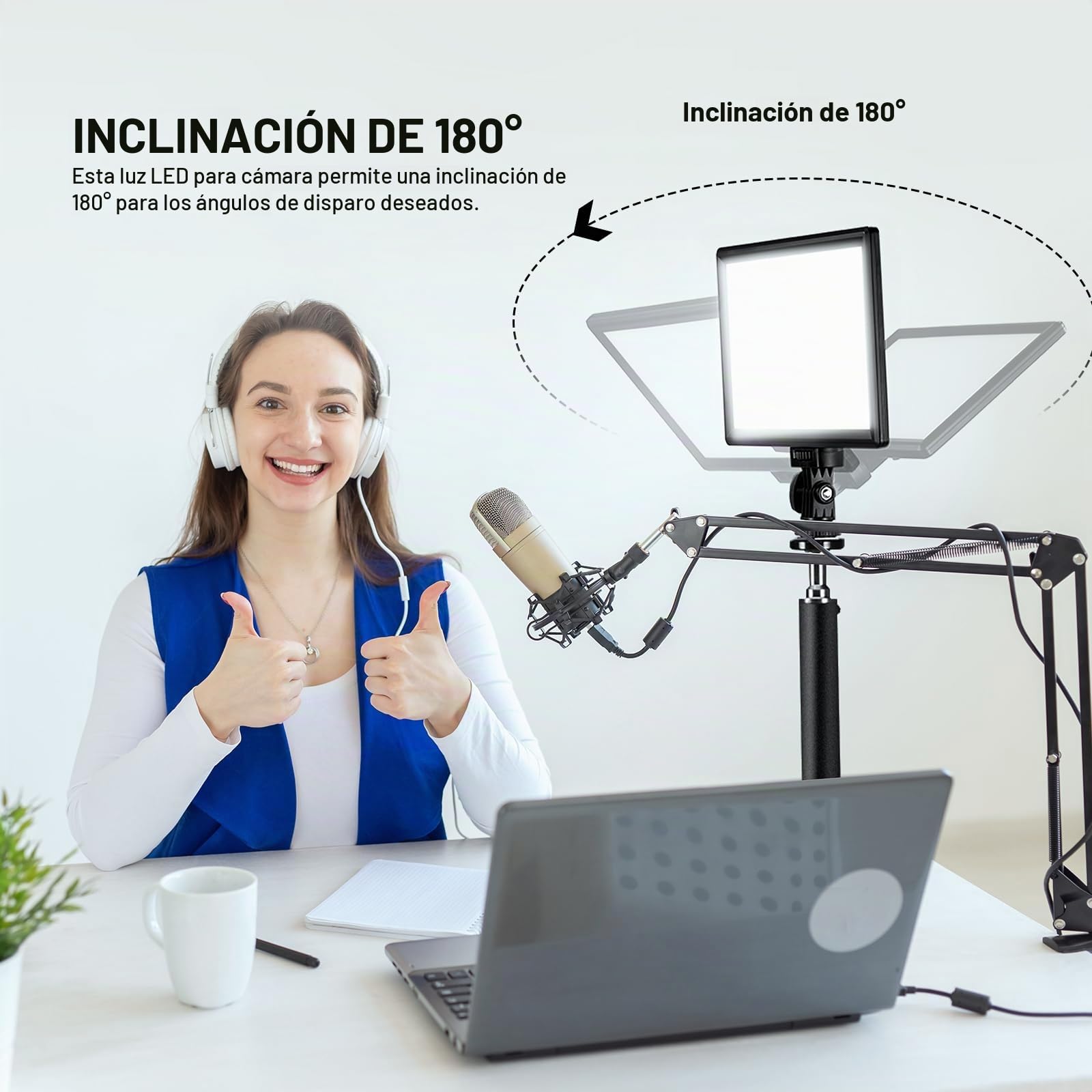 NEEWER Panel de luz LED de Video de 9 Pulgadas, cámara DSLR Regulable con Mini trípode, batería de 4000 mAh, Puertos USB Tipo C, 3200 K ~ 5600 K CRI95+ 600 Lux para fotografía, grabación de Video,