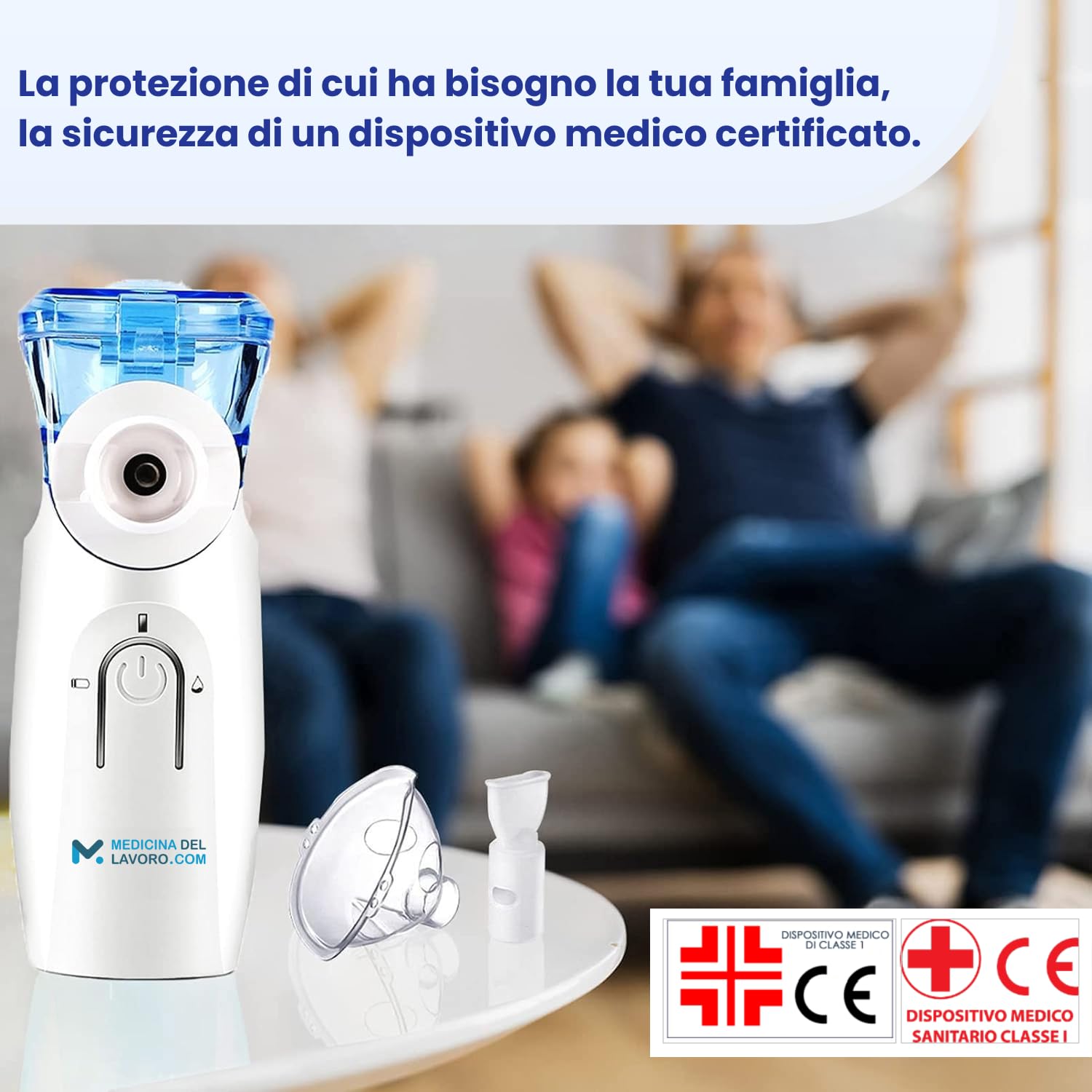 Medicinadellavoro.com - Aerosol Portatile Silenzioso, Porta USB-C con Batteria Ricaricabile e 2 Adattatori inclusi - Aerosol per Adulti e Bambini, Consigliato per Uso Domestico e in Viaggio