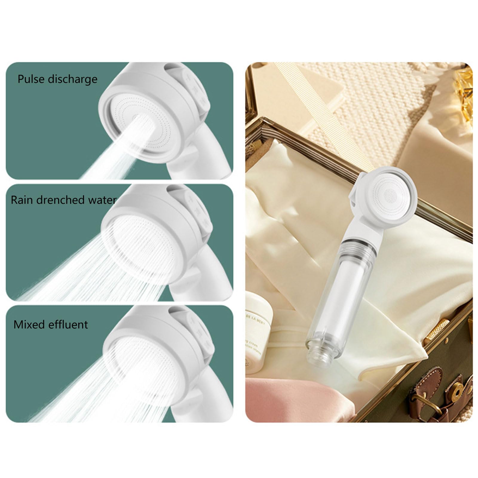 HUANGTNG Portable Shower Head Filter Easy Install Water Purified Handheld Showerhead with Filter for Enhances Bathing