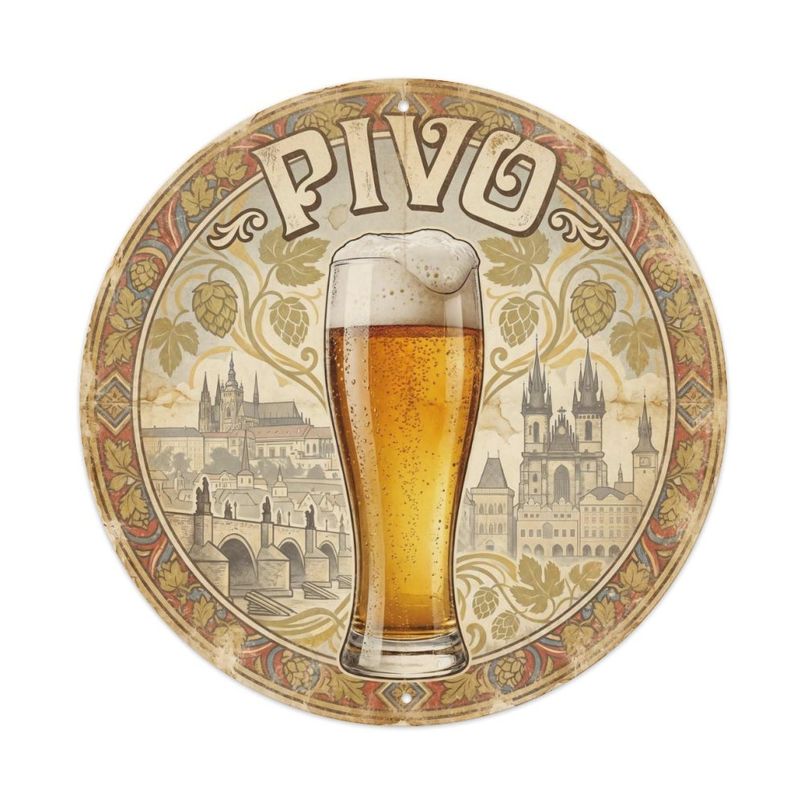 Olyhtr 8X8inch Classic Style Craft Beer Beverage Czech Culture Ale House Food Travel Metal Tin Sign