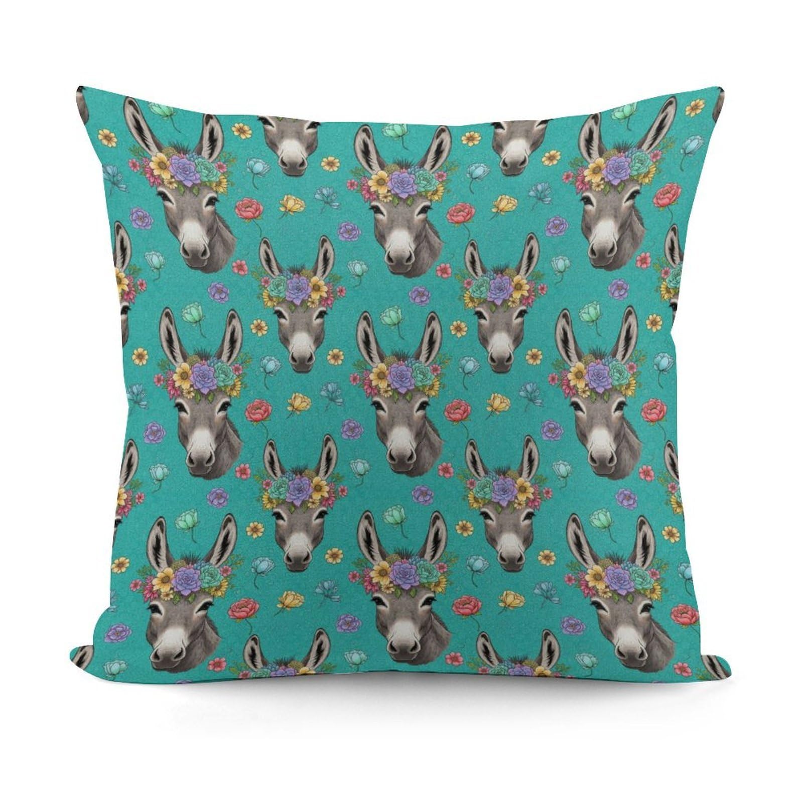 Smazdfxx Picture(353) Pattern Decorative Throw Pillow Covers For Sofa Bedroom Living Room Pillow Shell Donkey Animals