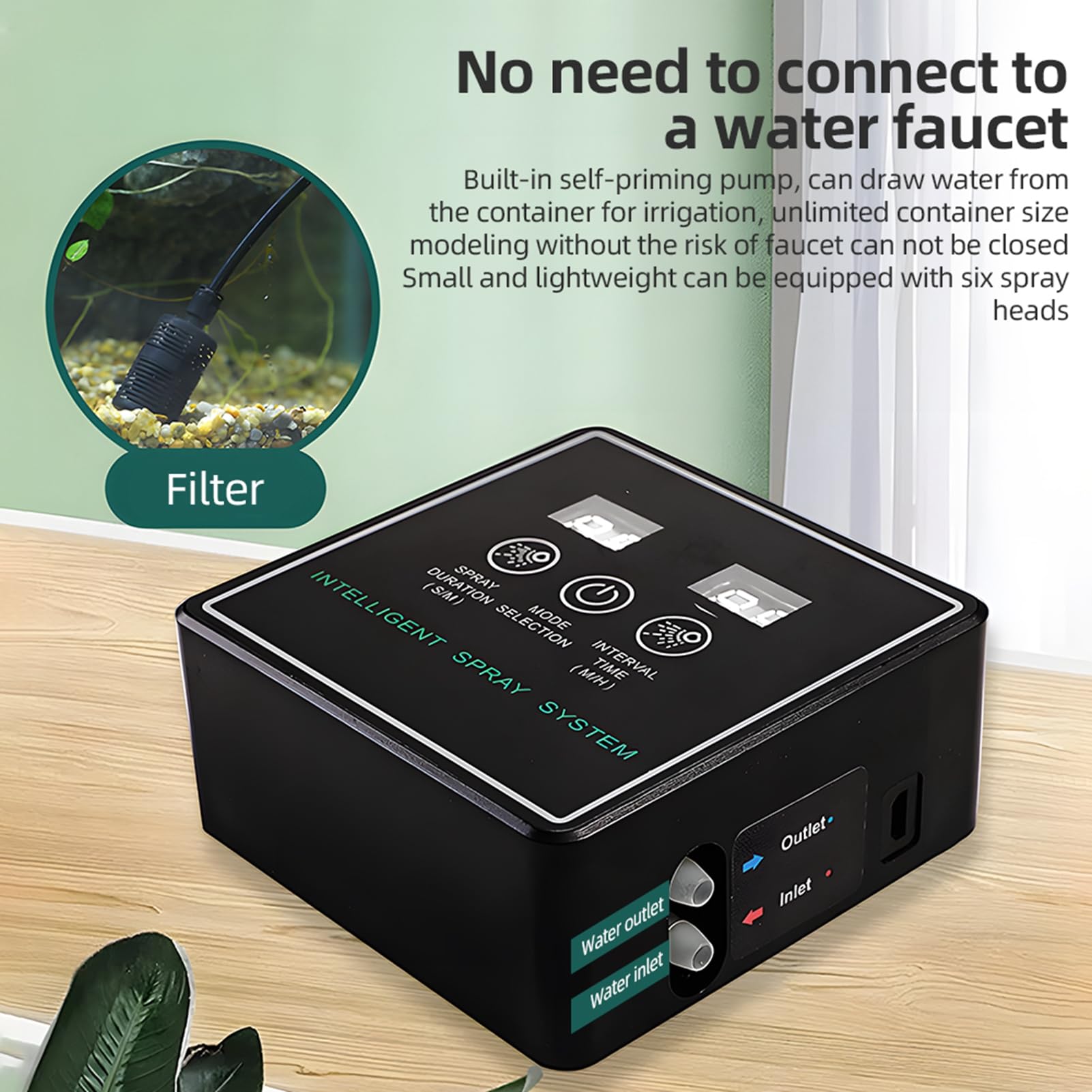 Nebulizzatore per rettili Sistema di spruzzatura intelligente Controller touchscreen Rettile Mister Automatico con timer Ugelli nebulizzatori regolabili a basso rumore a 360 gradi per terrari Anfibi