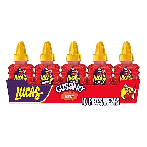 Miniatura 1 de Lucas Gusano Fruity Chamoy - Caramelos picantes líquidos con sabor a chamoy, 1.26 onzas, paquete de 10 piezas para golosinas, frutas, aperitivos,