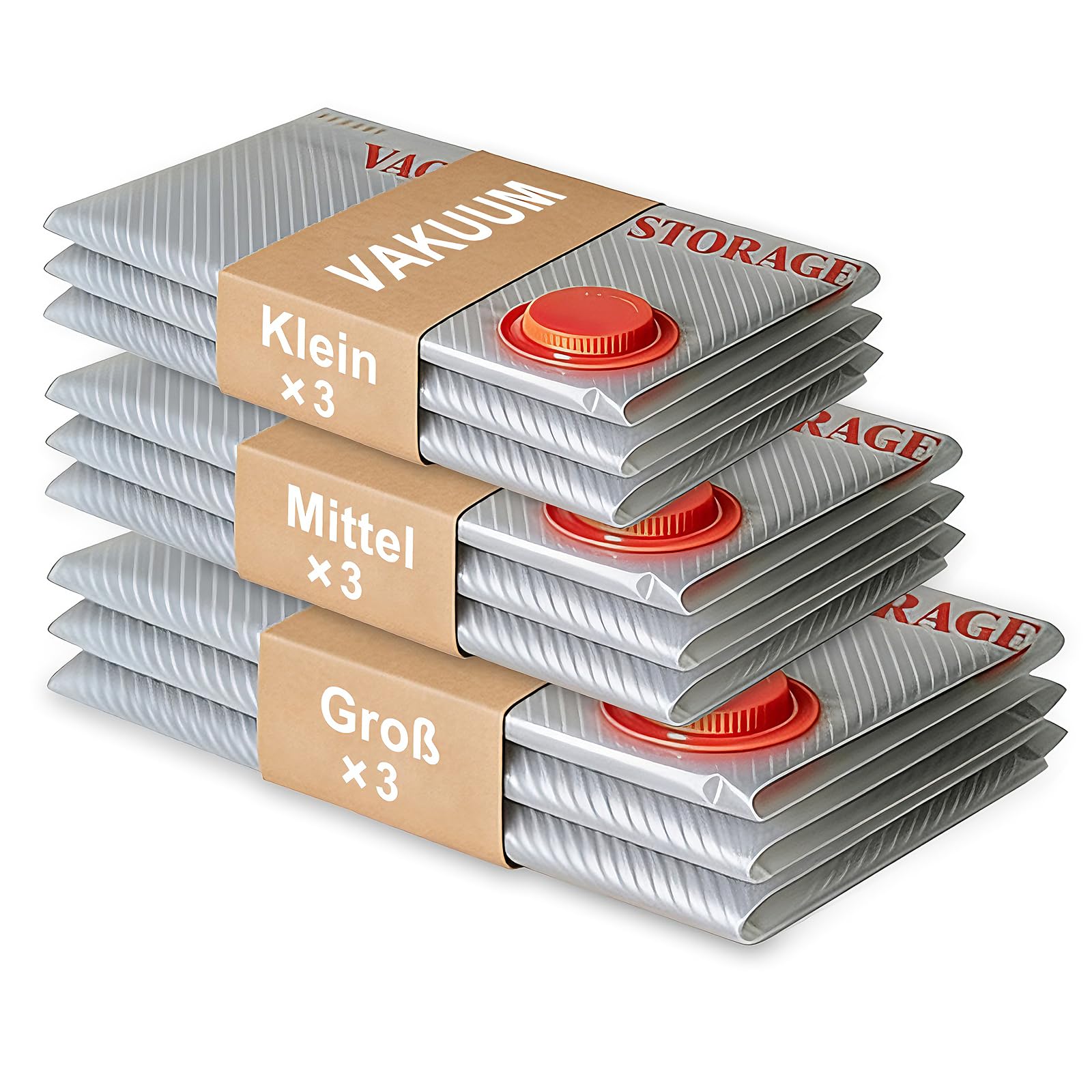 Vakuumbeutel 9 Stück (3 Groß 60x50cm, 3 Mittelgröße 60x40cm, 3 Kleine 50x40cm) Aufbewahrungsbeutel Reise Vakuum Wiederverwendbar Kleiderbeutel für Kleidung Bettdecken Bettwäsche Kissen