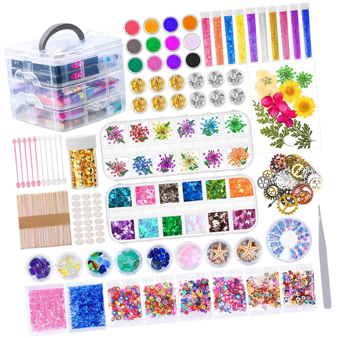 Kit Epossidico per Creazione Gioielli e Decorazioni Artigianali, per Stampi in Resina e Cover Telefono, in Plastica e Legno, per Ragazzo Ragazza e Appassionati DIY