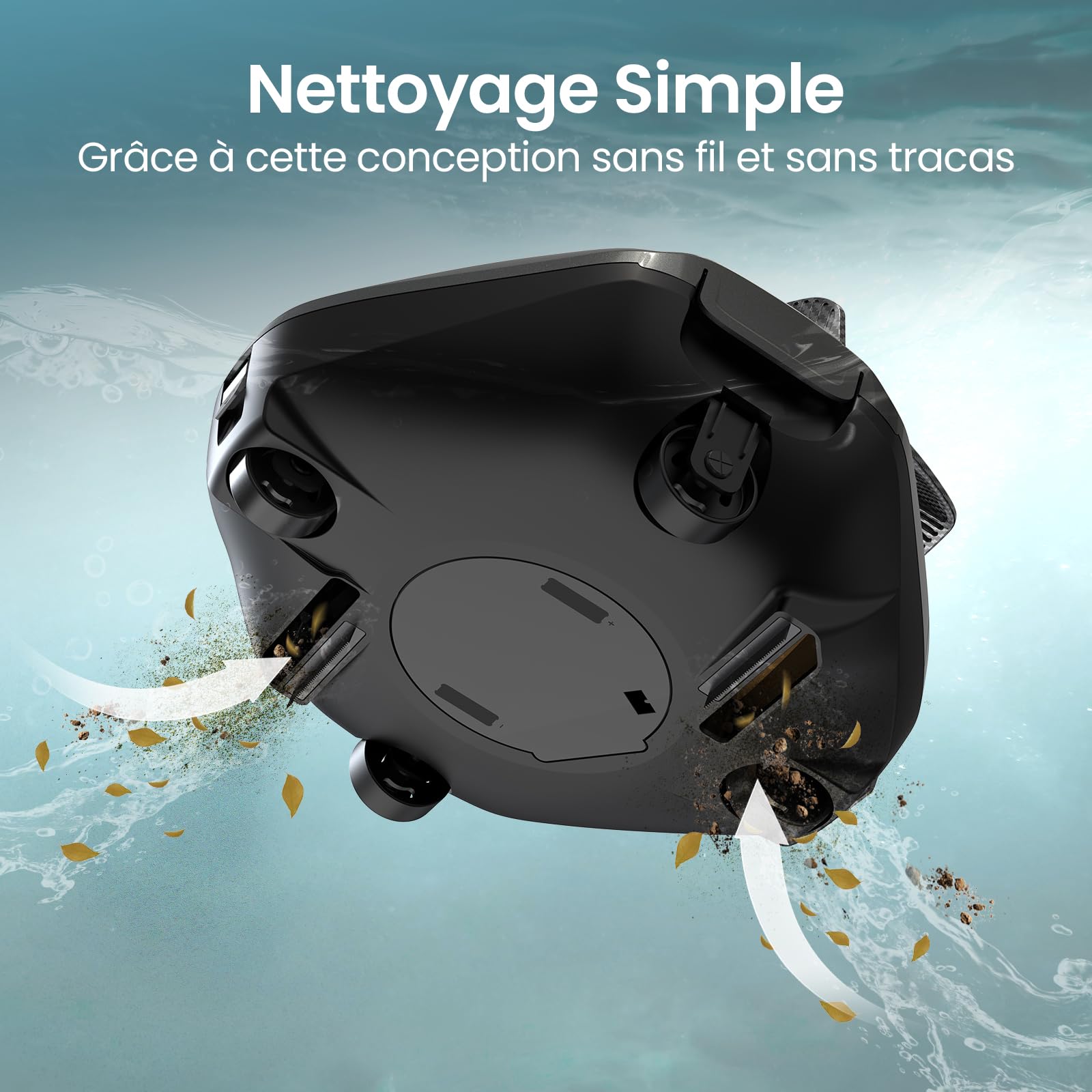 AIPER Robot de Piscine, Aspirateur de Piscine avec 90 Minutes de Fonctionnement, Nettoyeur de Piscine avec Double Moteur D'entraînement, sans Fil, Idéal pour Les Piscines de Moins de 80 Mètres Carrés