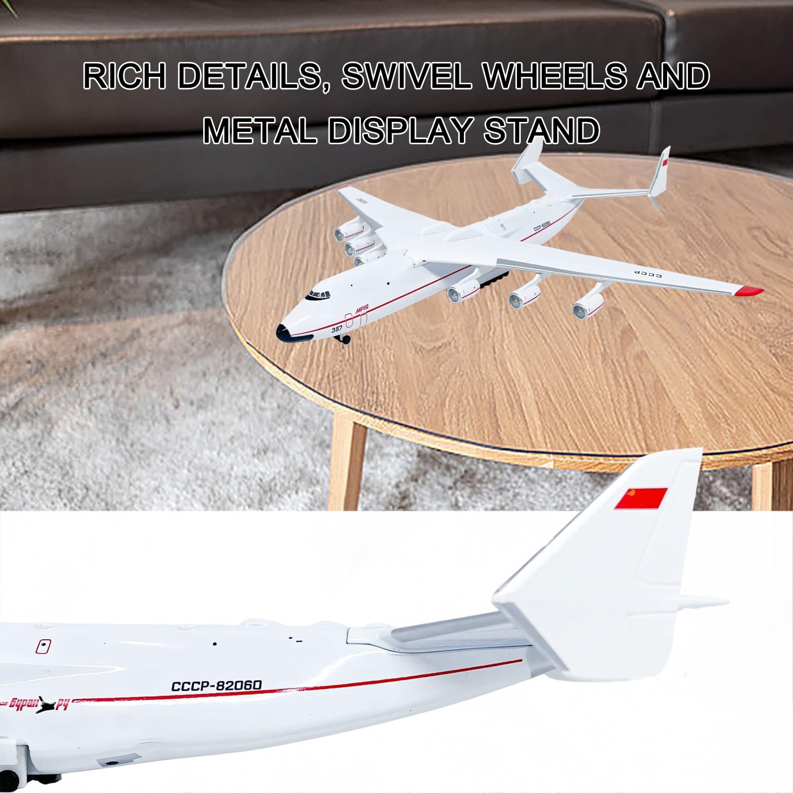 1:400 Antonov An-225 larga scala in lega metallo trasporto modello aereo trasporto premium collezione for armadio scrivania, storico regalo for appassionati militari for adulti