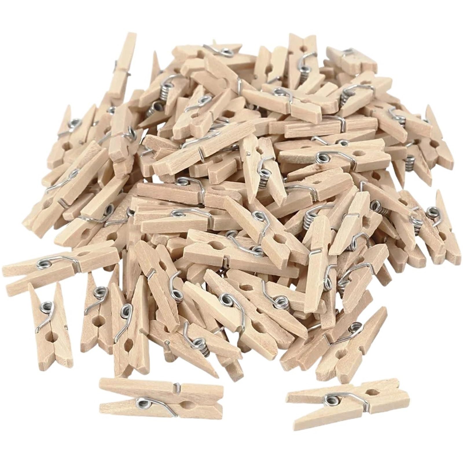 100-200PCS Mini Wooden Clips Craft Decorative Photo Clothespin For Colthes(0.4x2.5x3cm 100pcs)