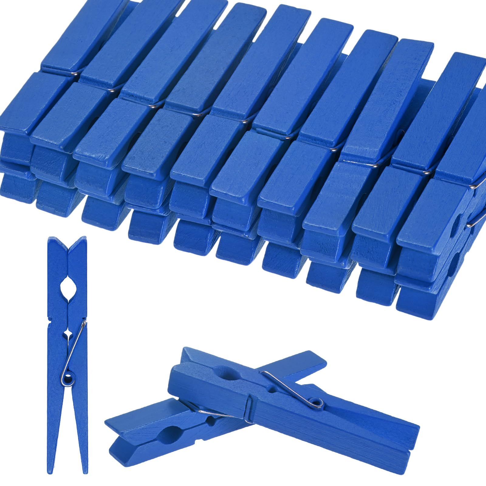 M METERXITY 50-Pack Colored Clothespins Wooden, 2.8 Inch/72mm Colorful Clothes Pins for Hanging Clothing/Crafts/Pictures, Wooden Clothespins [Dark Blue]