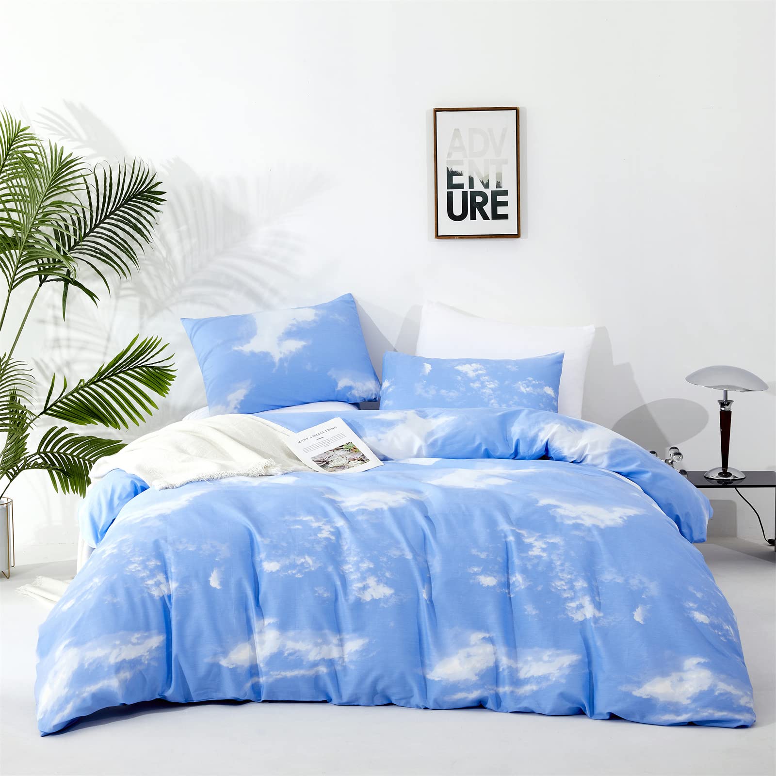 Buy KAREVER Cotton Blue Cloud Comforter Set Full Size Sky Blue