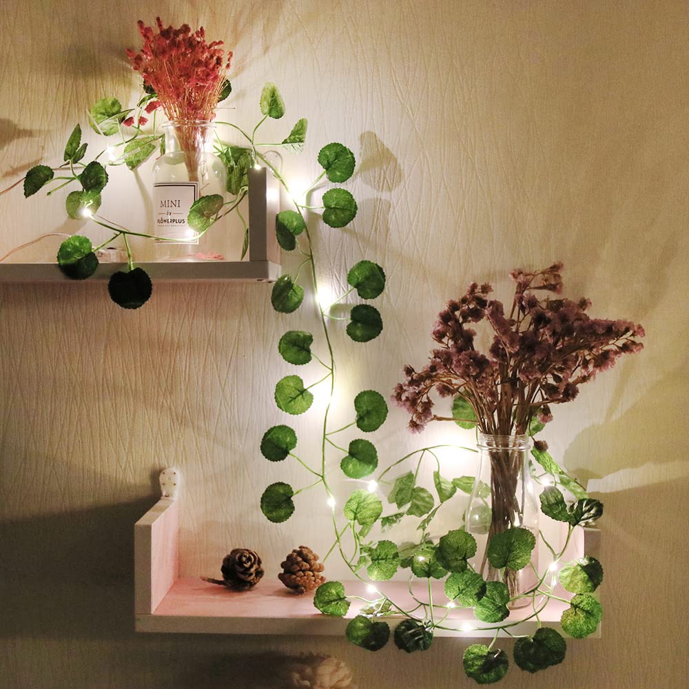 GUOCHENG Ghirlanda Fiorita Con Luci A Timer: Rose E Eucalipto Artificiali, 1,8m - 3