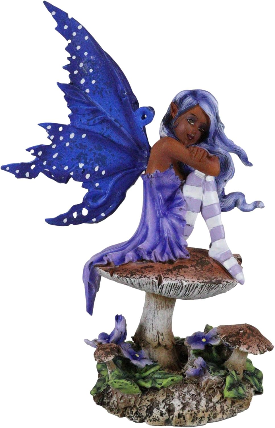 Ebros Gift Amy Brown Art Manga Violet Tribal Ebony Fairy Collectible Figurine As Fantasy Faerie Magic Sculpture Or Desk Shelf Centerpiece Mini Fairy Garden Accessory 6.5" Tall