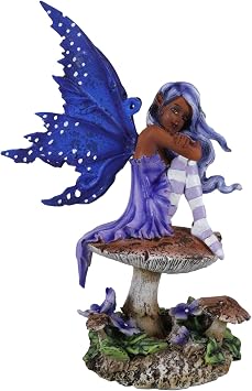 Ebros Gift Amy Brown Art Manga Violet Tribal Ebony Fairy Collectible Figurine As Fantasy Faerie Magic Sculpture Or Desk Shelf Centerpiece Mini Fairy Garden Accessory 6.5" Tall