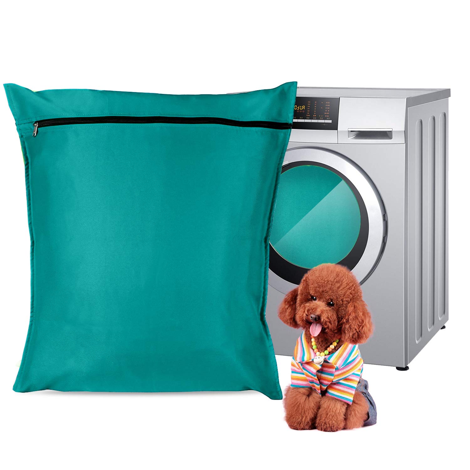 Bolsa de lavado de mascotas para lavadoras, bolsa de lavandería para mascotas, removedor de pelo de perros y gatos (azul)