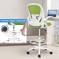 Vista 4 de Primy Drafting Chair Tall Office Chair with Flip-up Armrests Executive Ergonomic Computer Standing Desk Chair with Lumbar Support and Adjustable