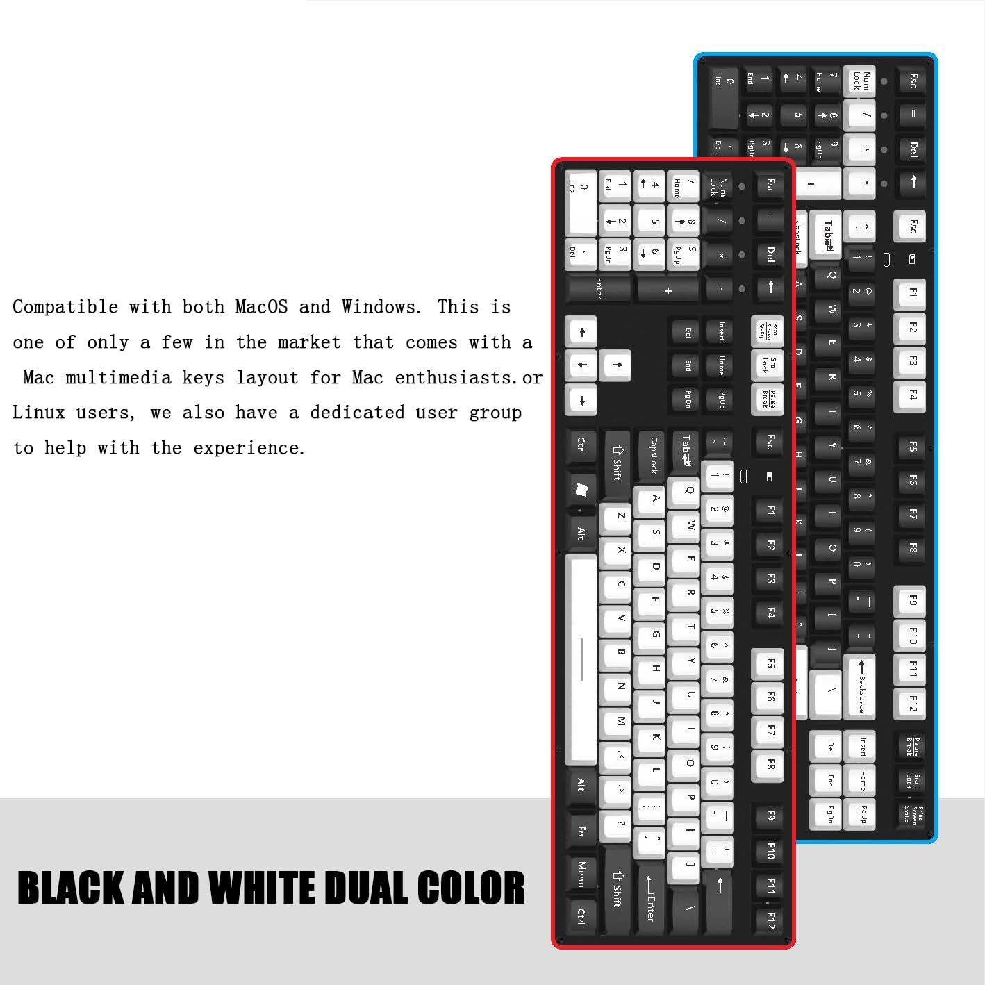 Left Hand Mechanical Keyboard -108 Keys USB Wired/Wireless