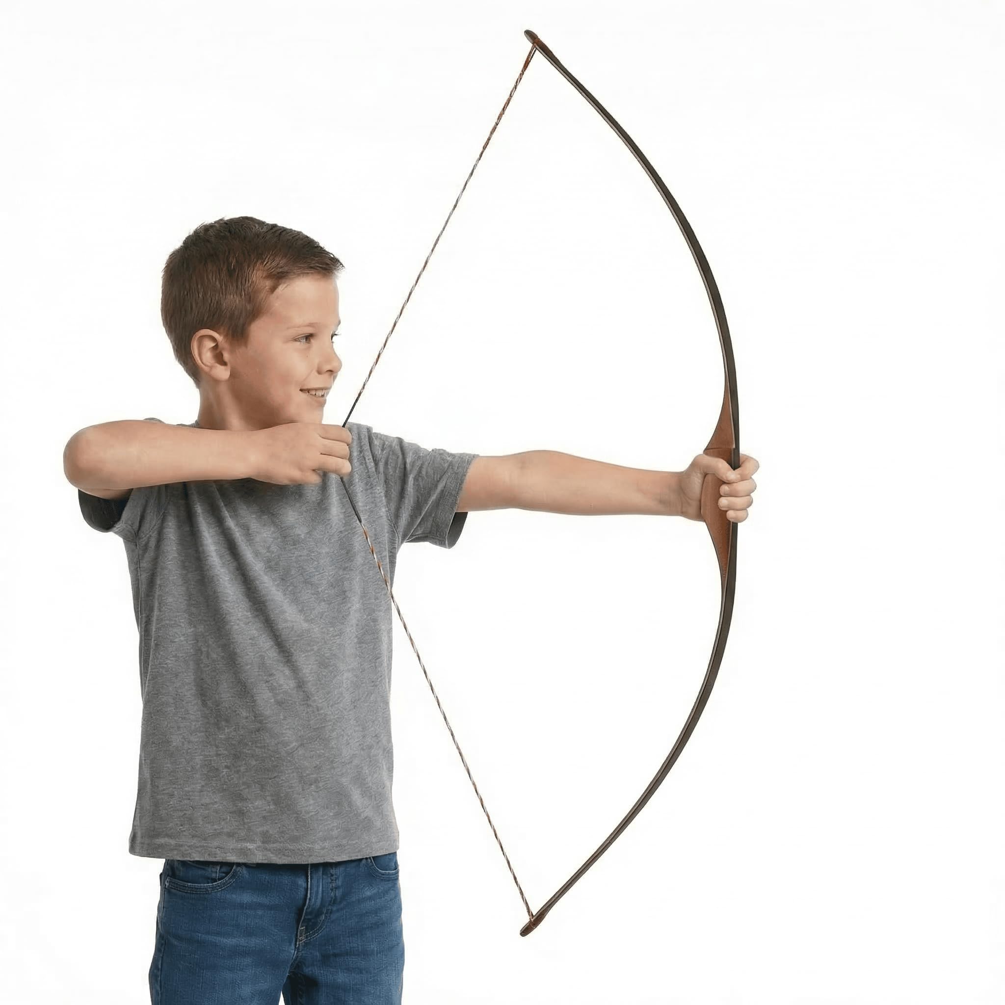 Penthalon Little Sioux Kinder Bogen - hochwertiger Bogensport Langbogen aus Holz für Kinder von 6-10 Jahre, Bogenlänge 35 Zoll/89 cm, Zuggewicht 10-15 lbs