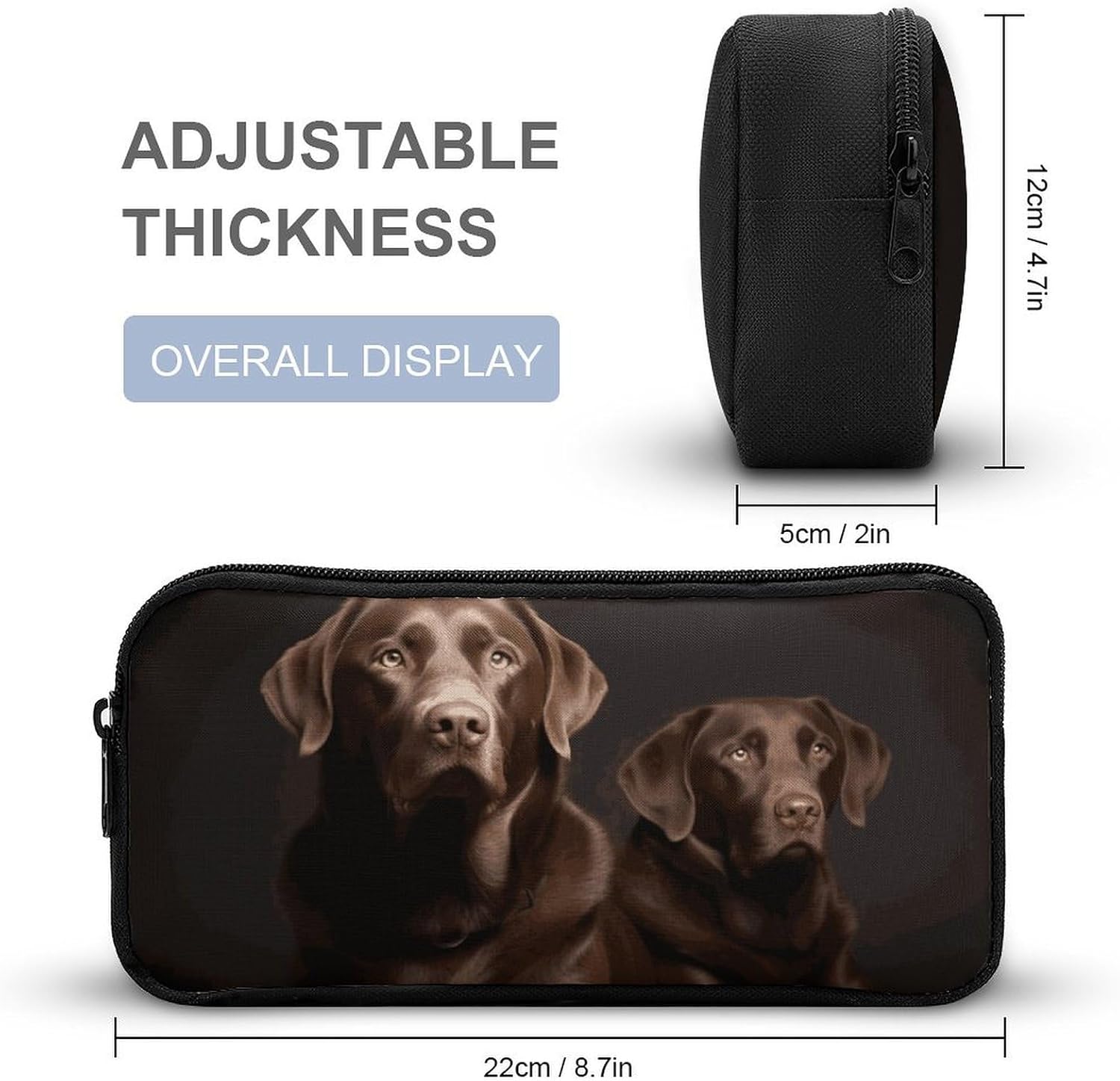 Brown Labrador Retriever Pencil Case Large Capacity Pencil Pouch image 2