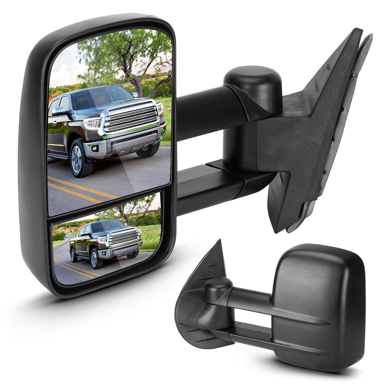 Towing Mirrors for Chevy GMC 2007-2013 Avalanche Tahoe Sierra Silverado 1500 2500, 07-2014 Silverado 2500 HD Sierra 3500 Suburban 1500 Yukon with Manual Folding Telescoping, w/o Heated (1 Pair)