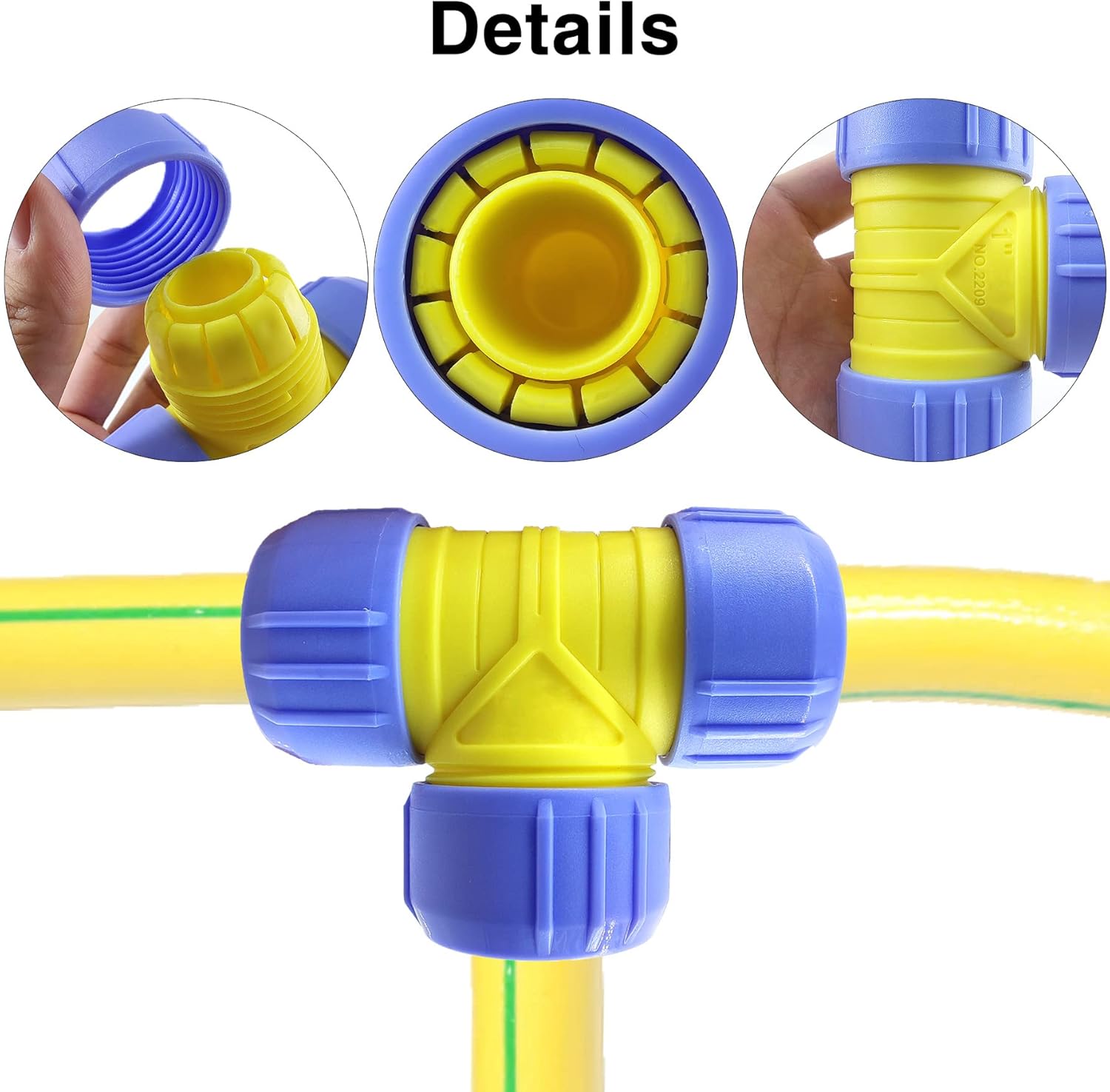 Yeerum 3 Way T Shaped Hose Pipe Connectors, Hose Connectors Quick