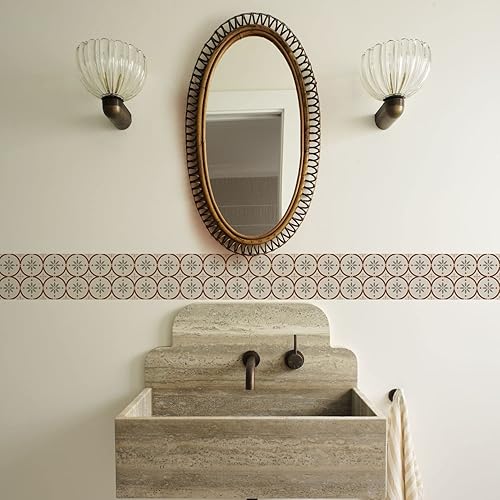 Miniatura 3 de Alwayspon 24 calcomanías de azulejos de pared retro florales mate para despegar y pegar, calcomanías de vinilo autoadhesivas para azulejos de cocina