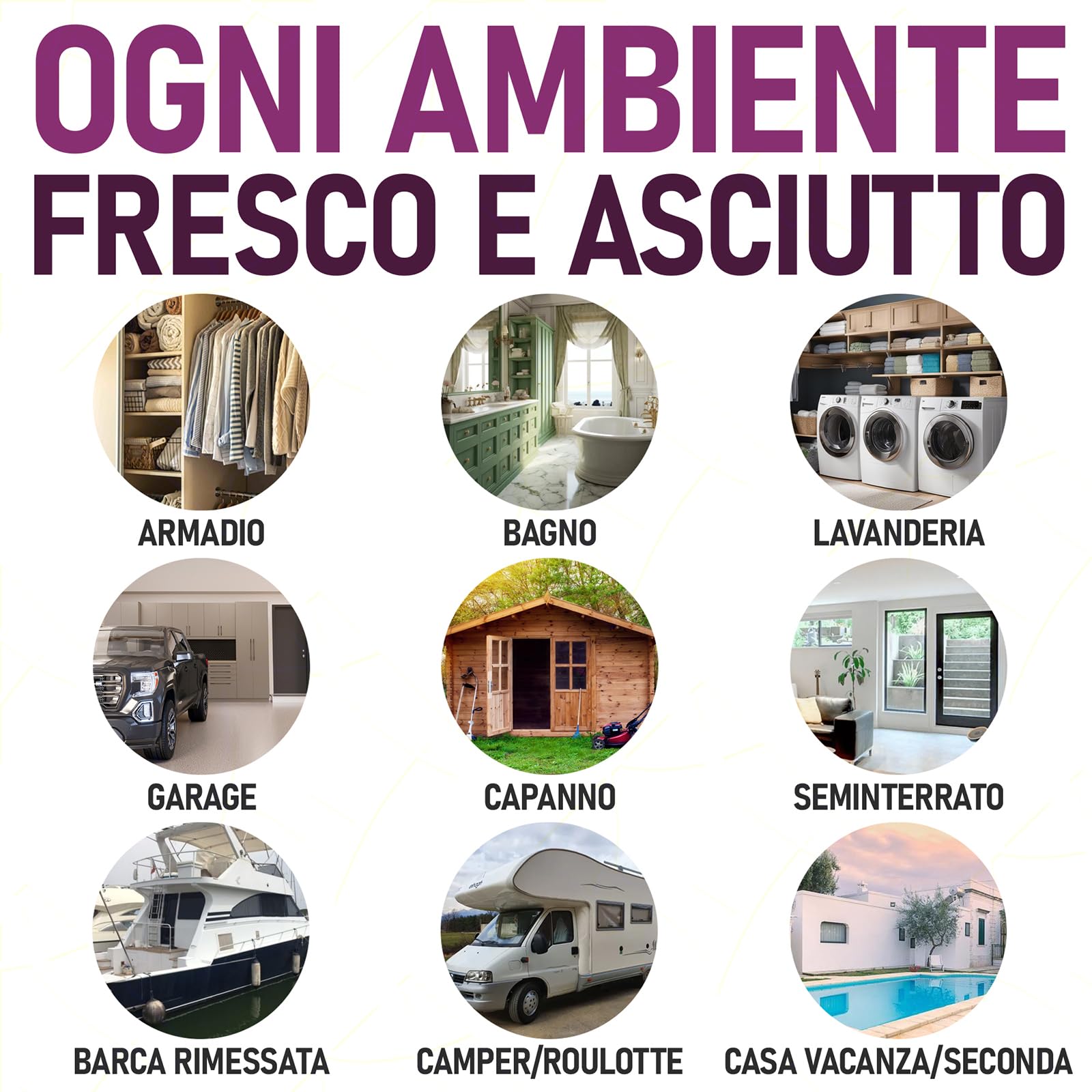 Sicignano | Set 10 Deumidificatori con Appendino 2 in 1, Anti-Umidità e Anti-Odore, Capacità 500 ml, Ideale per Armadi e Ambienti Domestici, Fragranza Lavanda
