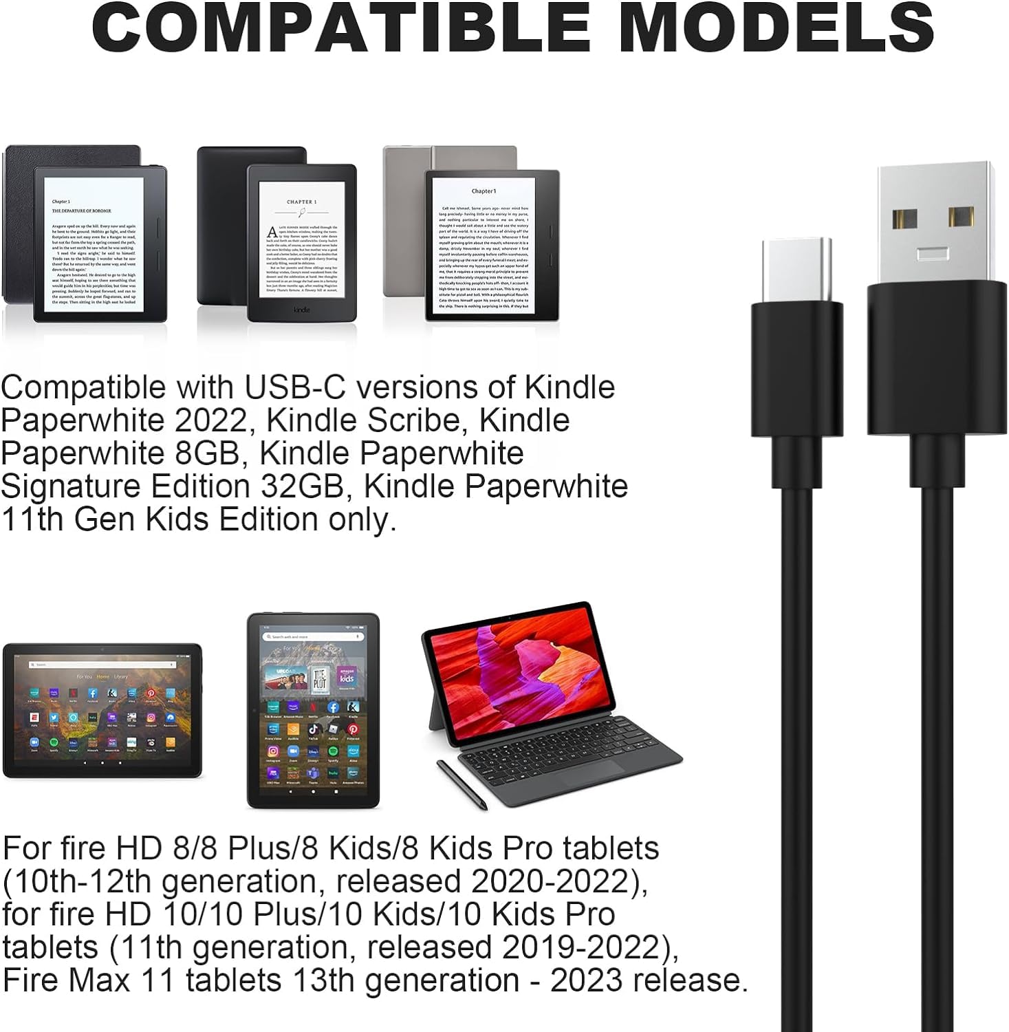 Amazon.co.jp: Kindle用USB Cケーブル Kindle Fire 2024 2023