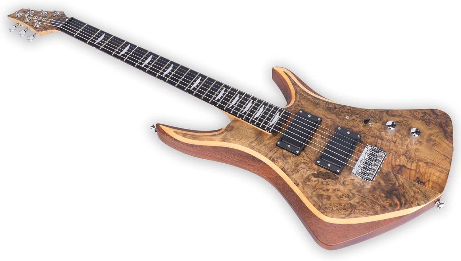 TARIO 6-String Electric Guitar, Maple Burl Veneer Top, Sapele Body, Maple Neck, 24 Frets, HPL Fingerboard, Dual Humbucker Pickups (H-H), Fixed Bridge – Modern Ergonomic Design for Stage & Studio