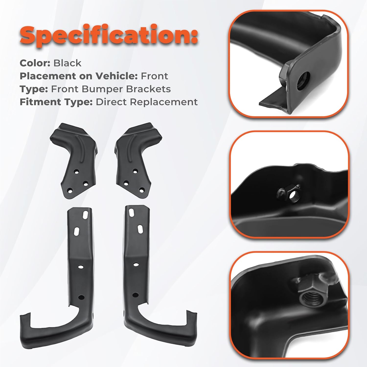 labwork Set of 4 Front Bumper Brace Brackets Left Right Replacement for C Series K Series 1500 2500 3500 1994-2000 GM1067127 GM1066127 GM1067117 GM1066117