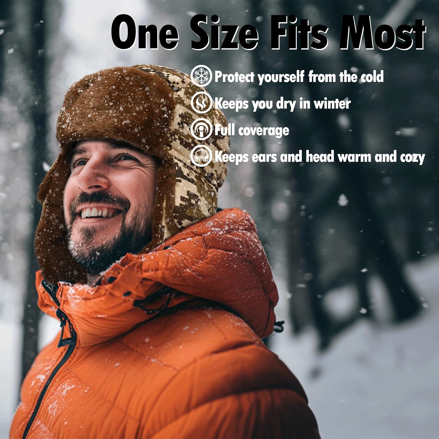 Heated Trapper Hat Warm Winter Hats with 7.4V Rechargeable Battery, Faux Fur Hunting Outdoor Hat for Men Women - Image 2