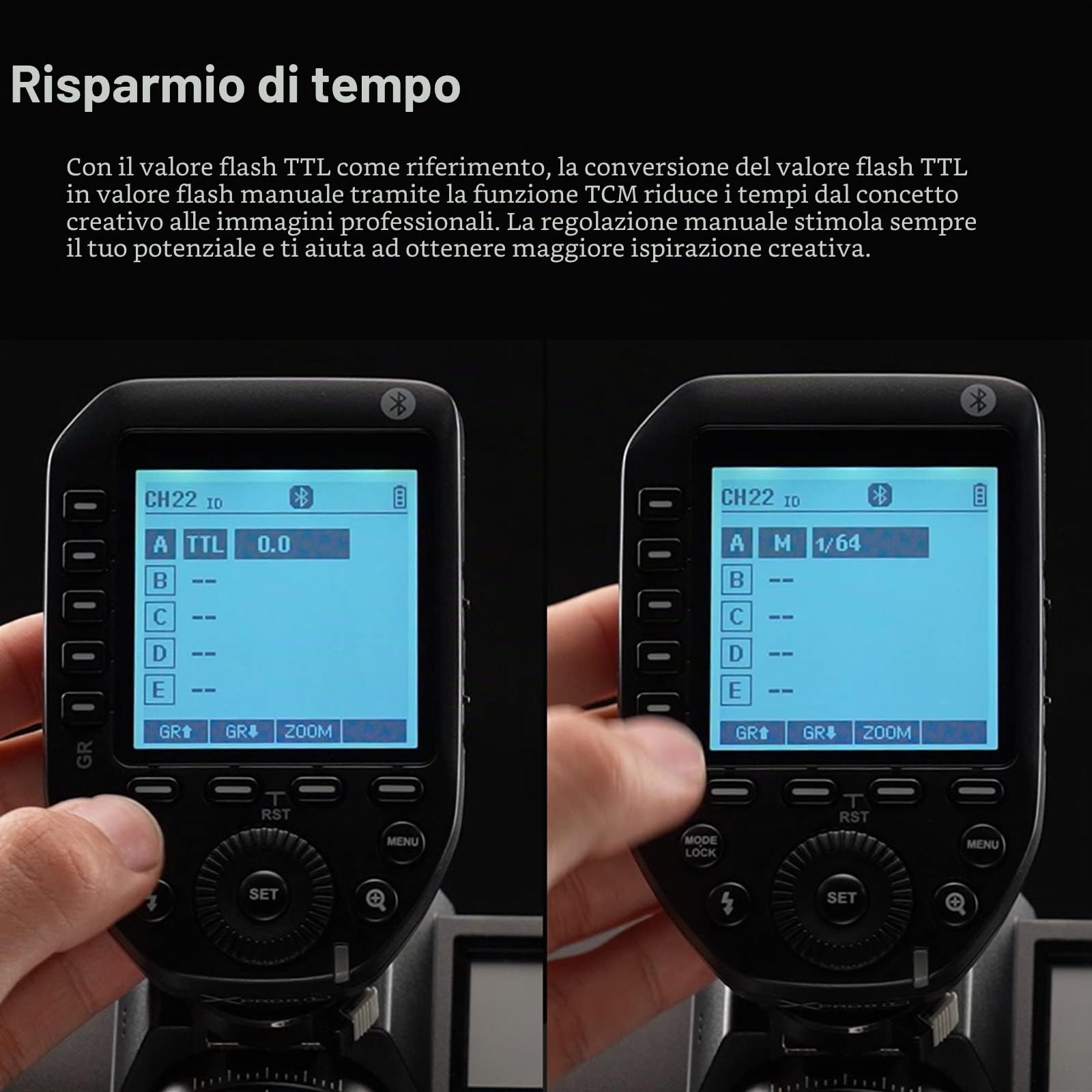 Godox XProII XProII-S - Trigger Flash Sony, 2.4G, Sony Flash Trigger HSS 1/8000s, grande schermo Trigger a distanza, funzione di scansione e Bluetooth, TTL Flash trasmettitore compatibile per Sony