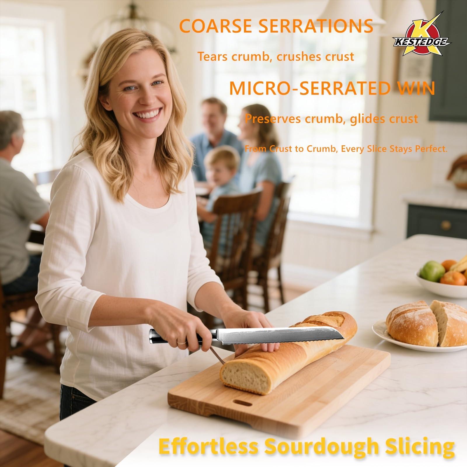 KESTEDGE Sourdough Bread Knife - Micro-Serrated -3 KESTEDGE Sourdough Bread Knife - Micro-Serrated -3