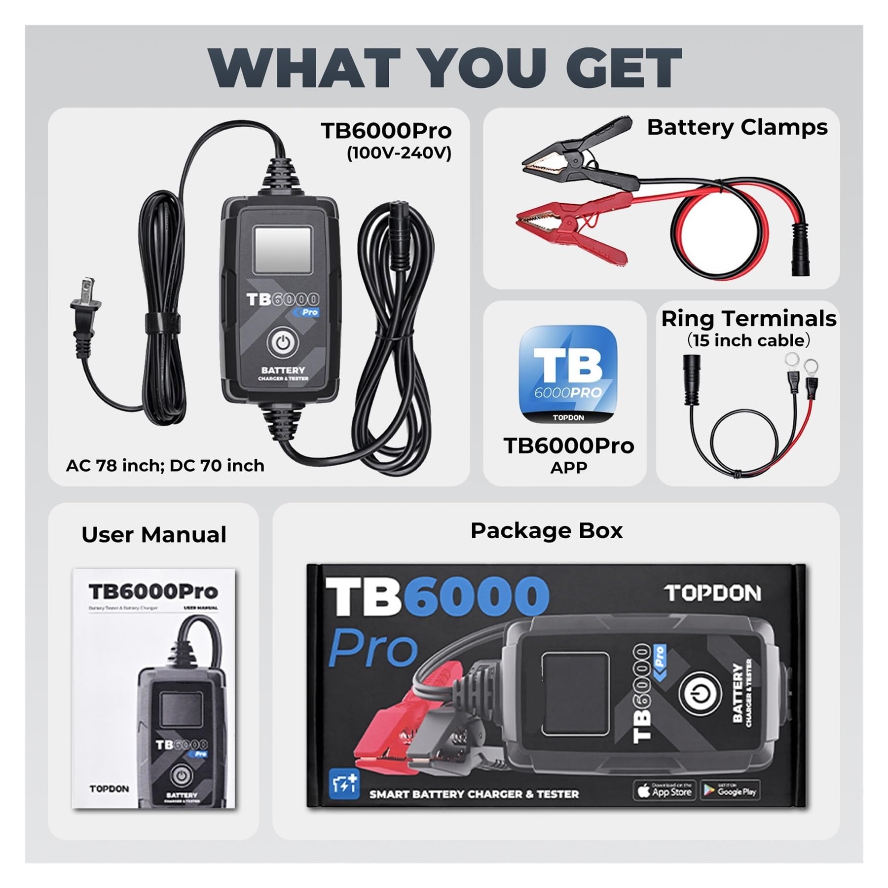 TB6000 Pro 12V Kleine Smart App Control 8A/3A/1A Auto Auto Lithium-Batterie Ladegerät Tester Analyzer