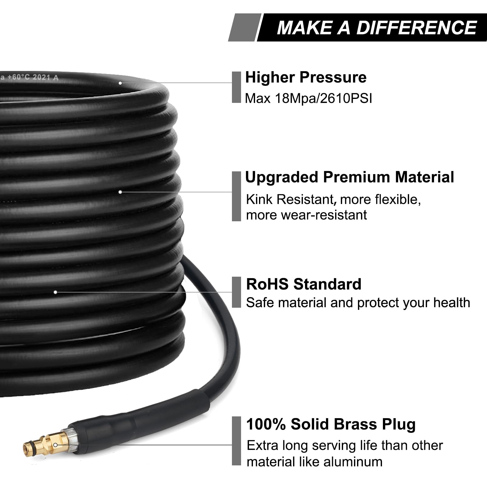 6M Manguera de extensión de manguera de alta presión de repuesto para lavadoras a presión Karcher K Series K2 K3 K4 K5 K6 K7 conector rápido de enchufe de clic