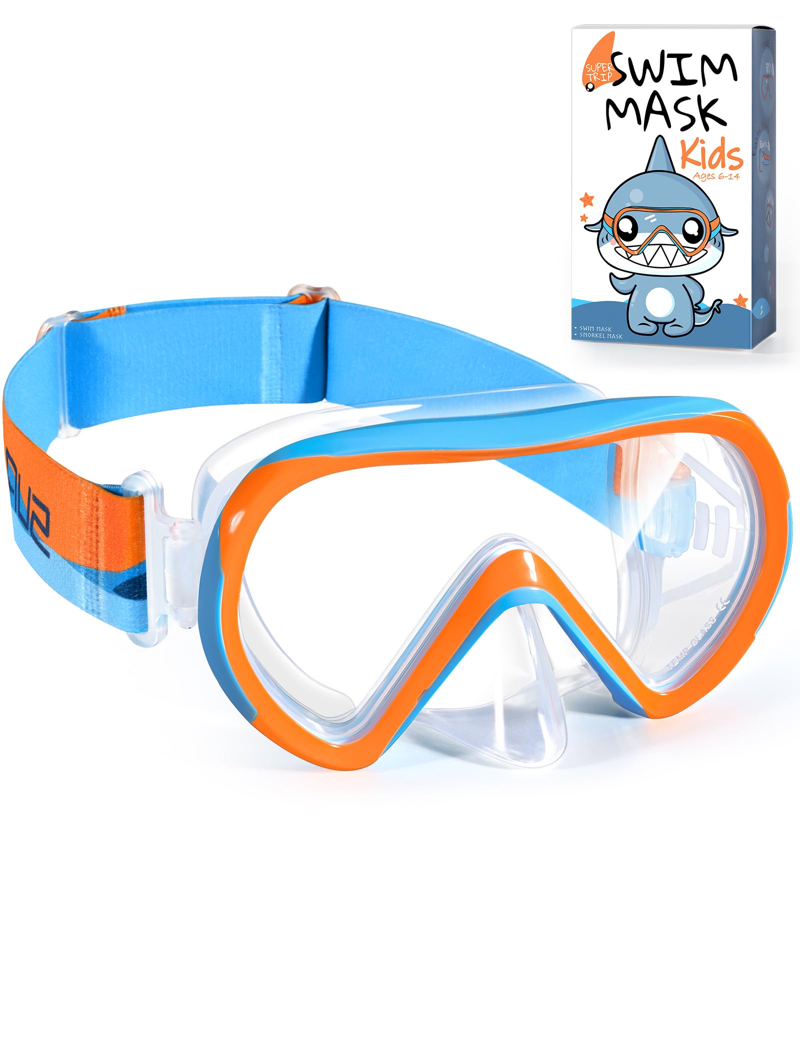 Supertrip Taucherbrille Kinder mit Stoffband für 6-14 Jahre Mädchen Jungen | Schwimmbrille Kinder mit Gehärtetes Glas Schnorchelmaske 180° Panorama HD Tauchmaske Anti-Leck
