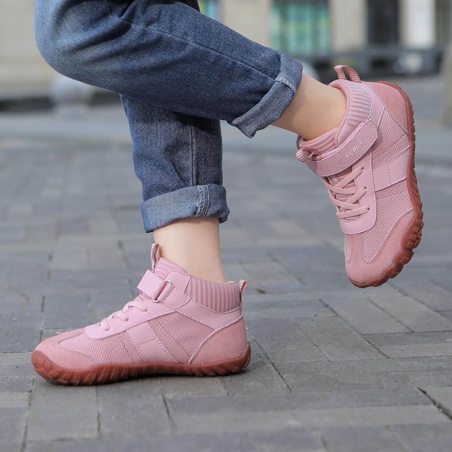 KUBUA Kids Barefoot Shoes Boys Girls High Top Minimalist Zero Drop Sneakers for Tennis Walking Hiking Athletic Little Big Kid - Image 3