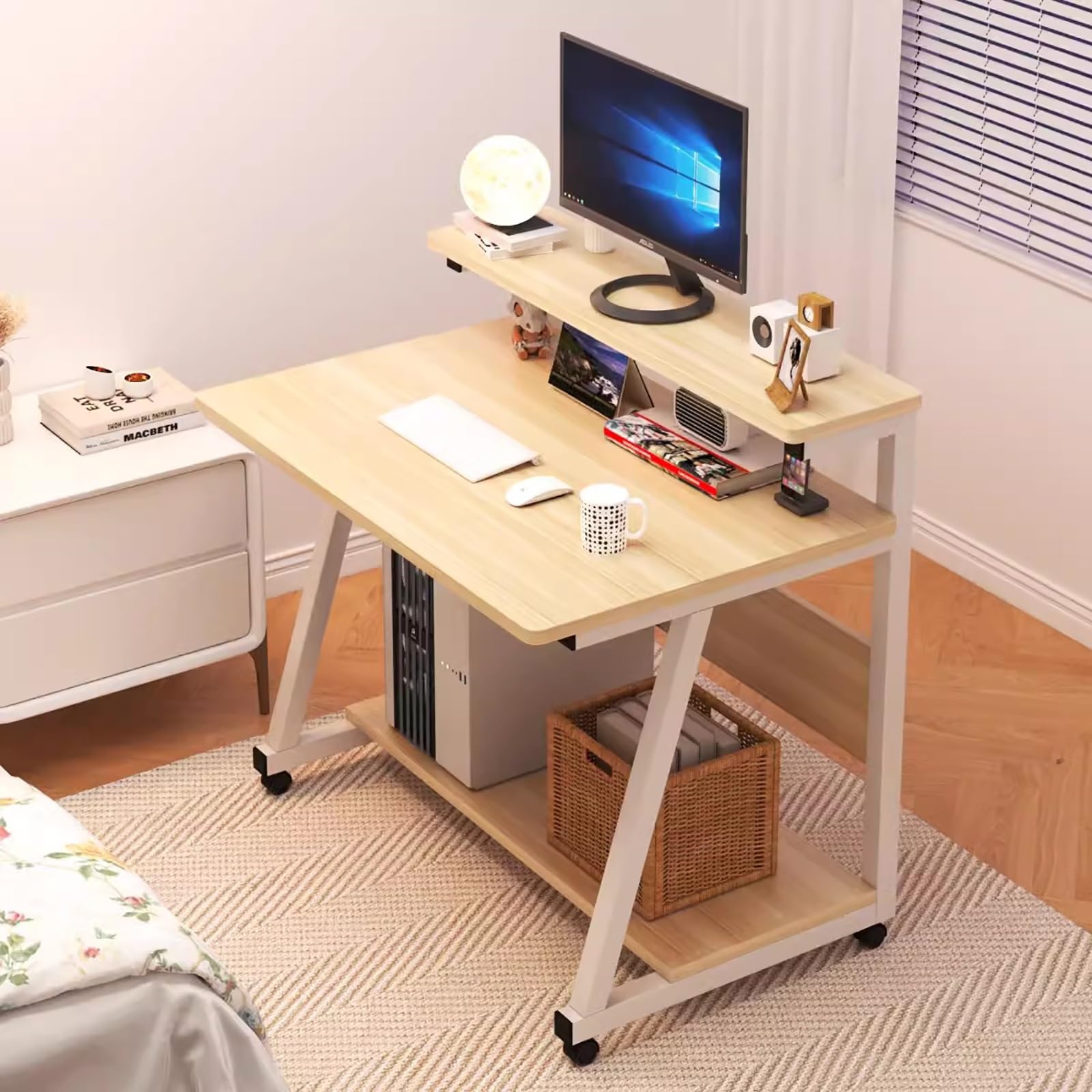 Petit bureau moderne gain de place table d'étude compacte en bois 60 cm