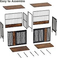 Vista 6 de ONBRILL Mueble grande de 71 pulgadas para perros para 1 o 2 perros, jaula doble grande para perros con divisor extraíble, jaula de madera resistente