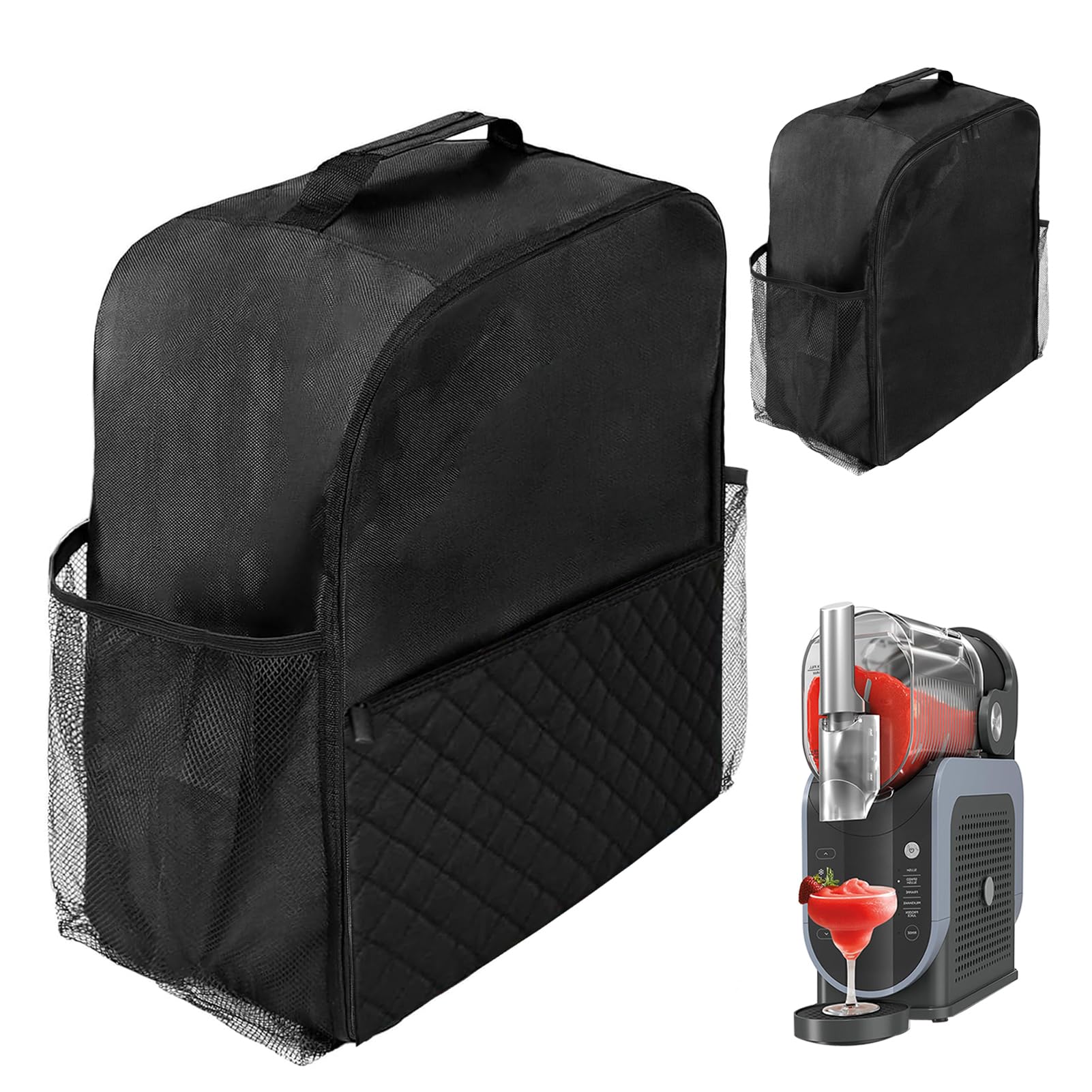 Borsa portaoggetti per macchina gelato borsa da trasporto compatibile con Ninja SLUSHi macchina per bevande ghiacciate con tasche multiple per Ninja FS301EU, nero