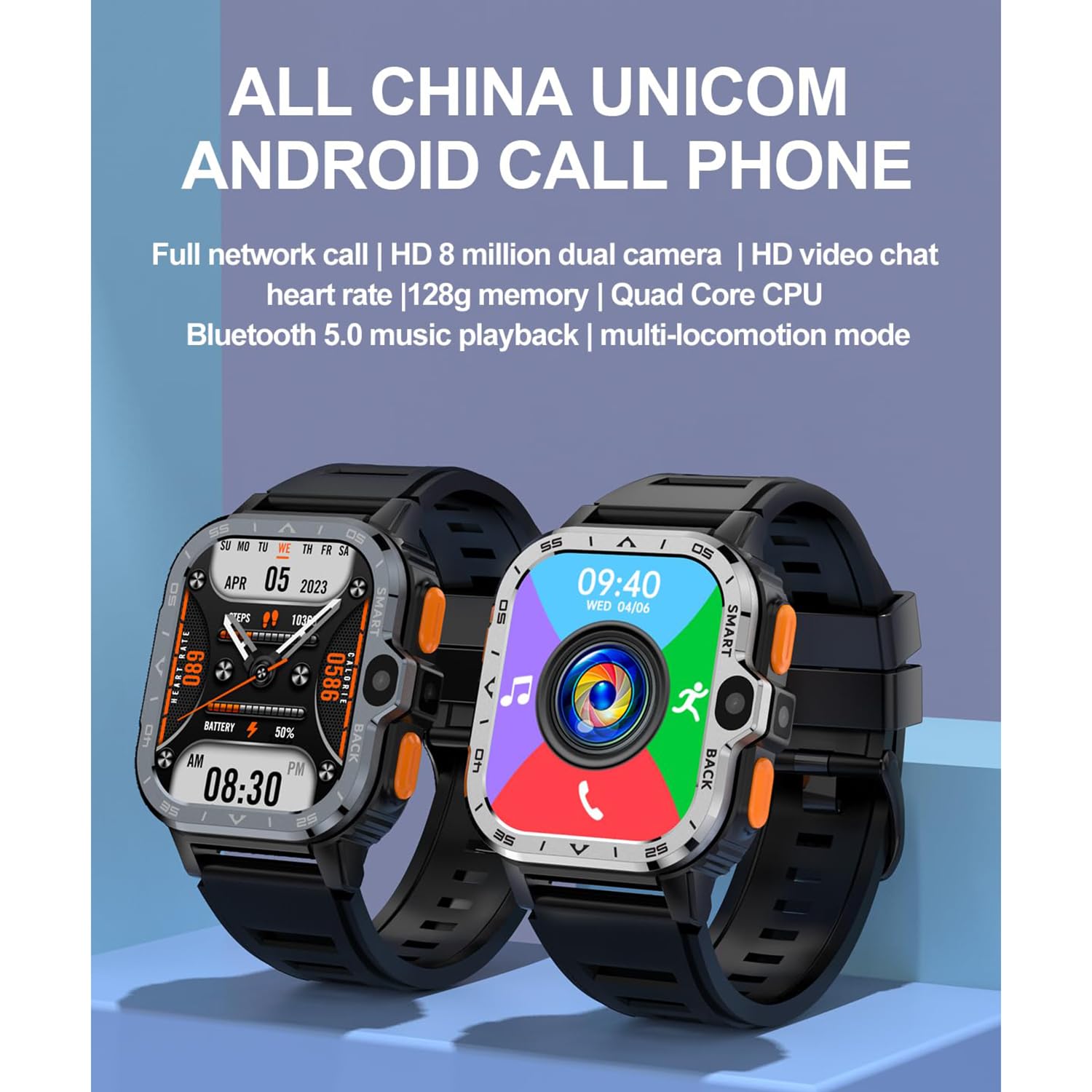 Smart Watch Android 4G, fitness tracker con doppia fotocamera HD, cardiofrequenzimetro, CPU quad-core, pagamenti offline, modalità multi-sport per adulti e studenti