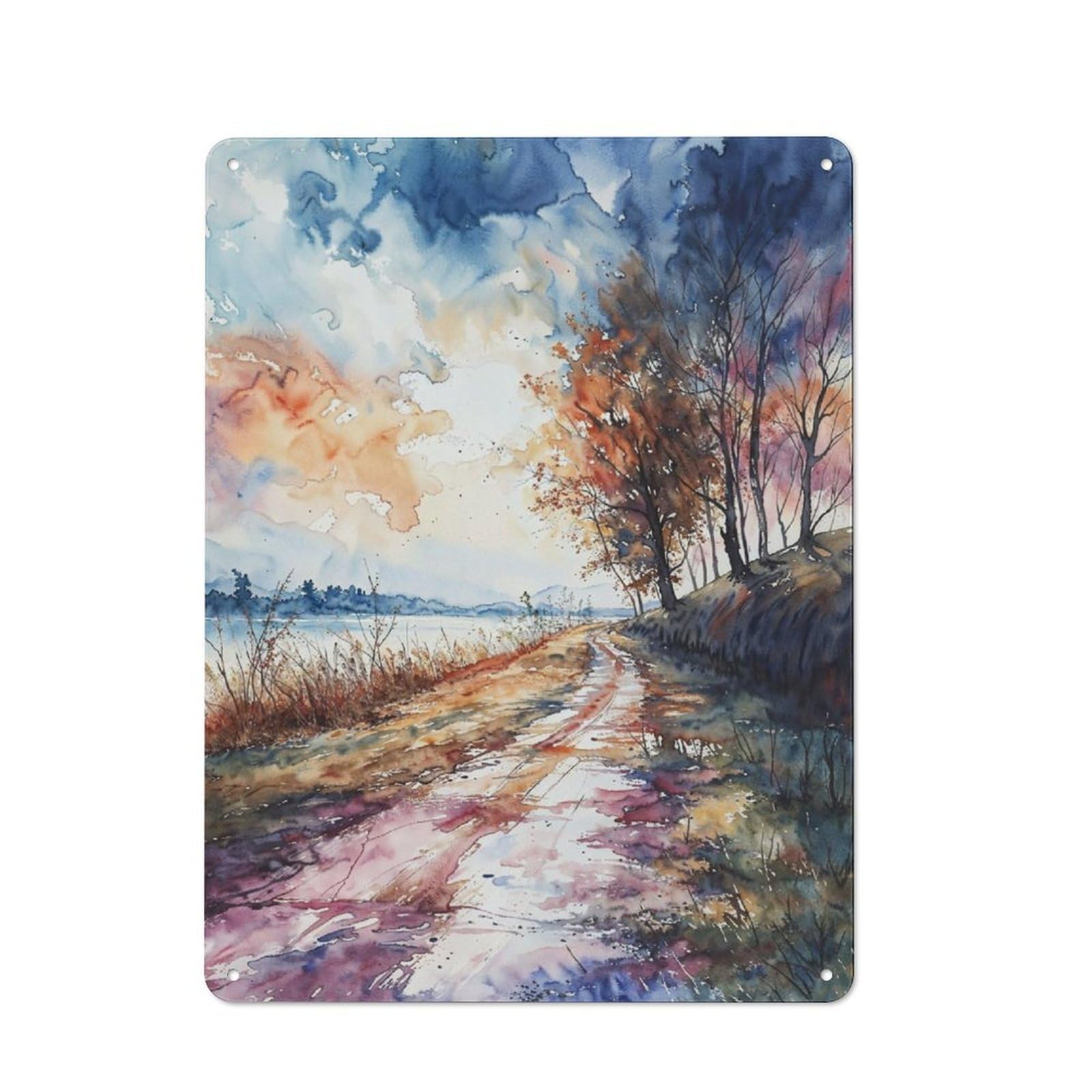 Junmoney Sunset Blaze Shed Style Metal Wall Decor 40X30cm, Tin Sign For Conservatory, Home Bar Or Utility Room