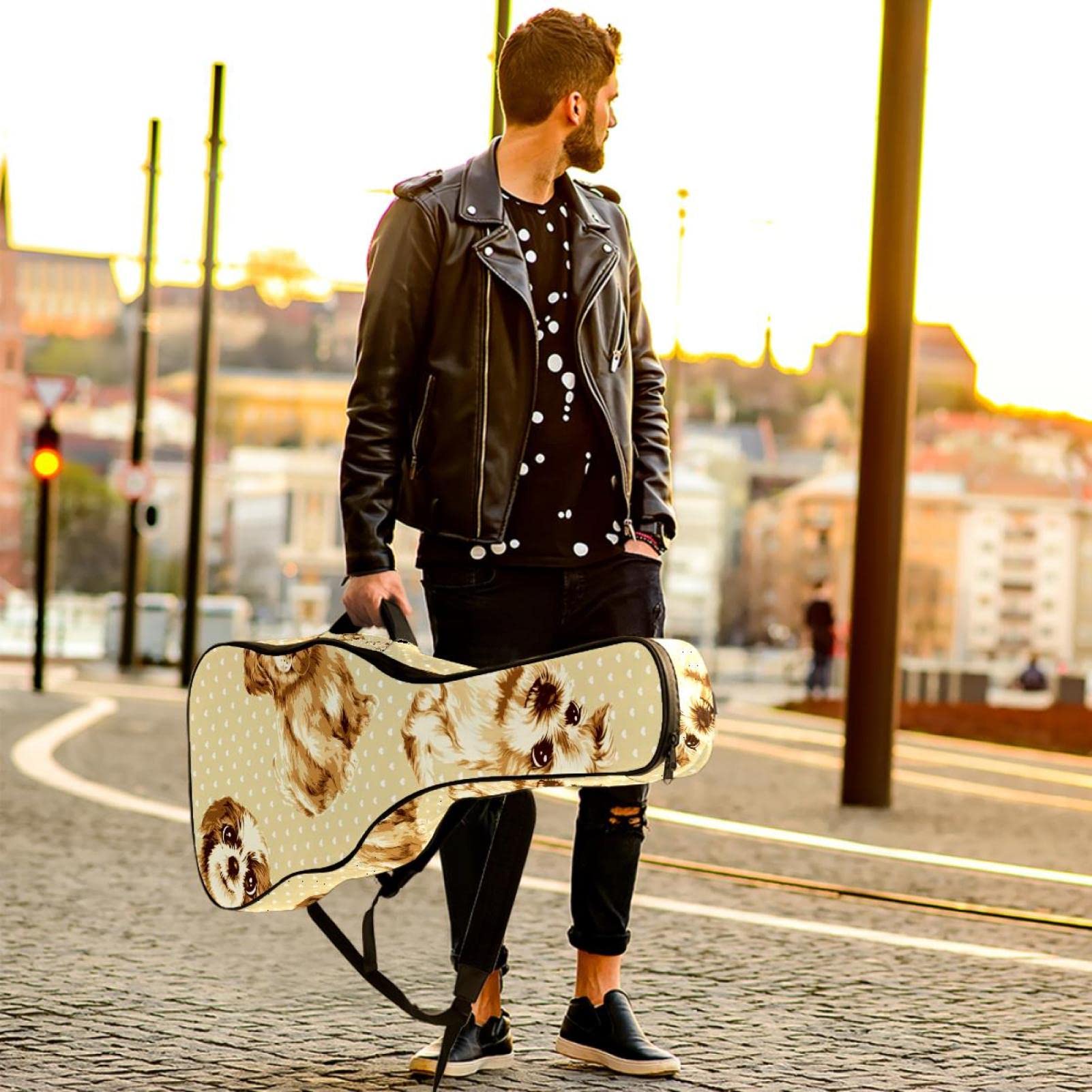 Torba na gitarę akustyczną, wodoodporny plecak, gruby, miękki, wyściełany, gitary akustyczne i elektryczne, gitara klasyczna, kolor2, 42.9x16.9x4.7 in, Organizer do torby