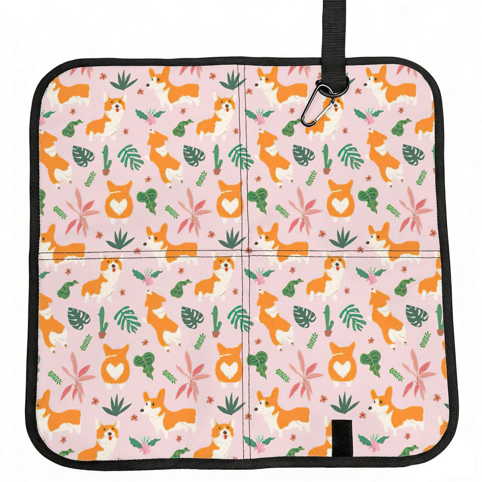 VCzsdff Lovely Corgi Print Portable Seat Cushion Folding Bleacher Pad Compact Picnic Sitting Mat Polyester 40cm
